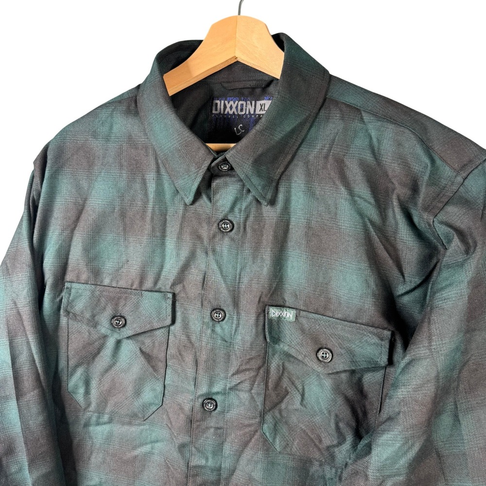 Dixxon Flannel Company Black Forest Plaid Button Up Shirt Mens XL Green Black